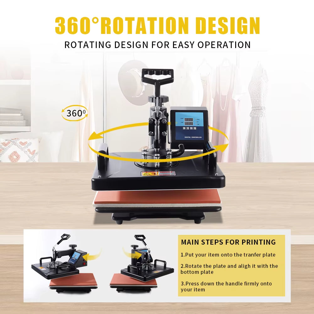 Cheap 30*38CM 8 in 1 Combo Heat Press Machine Sublimation Printer 2D Heat Transfer Machine for Cap Mug Plate Tshirts CE Approved