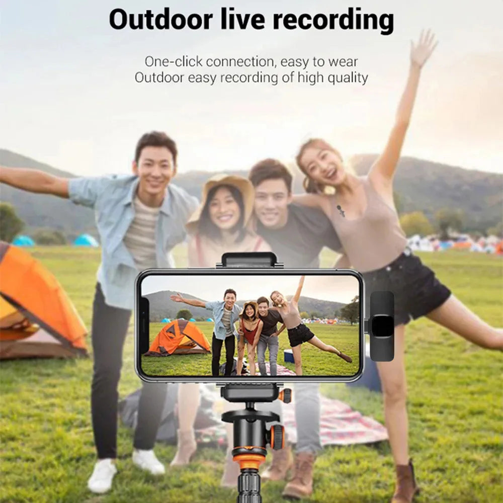 Wireless Microphone Lavalier Microphone Live Broadcast Game Mic Noise Cancelling Audio Video Recording Mini for Phone Android