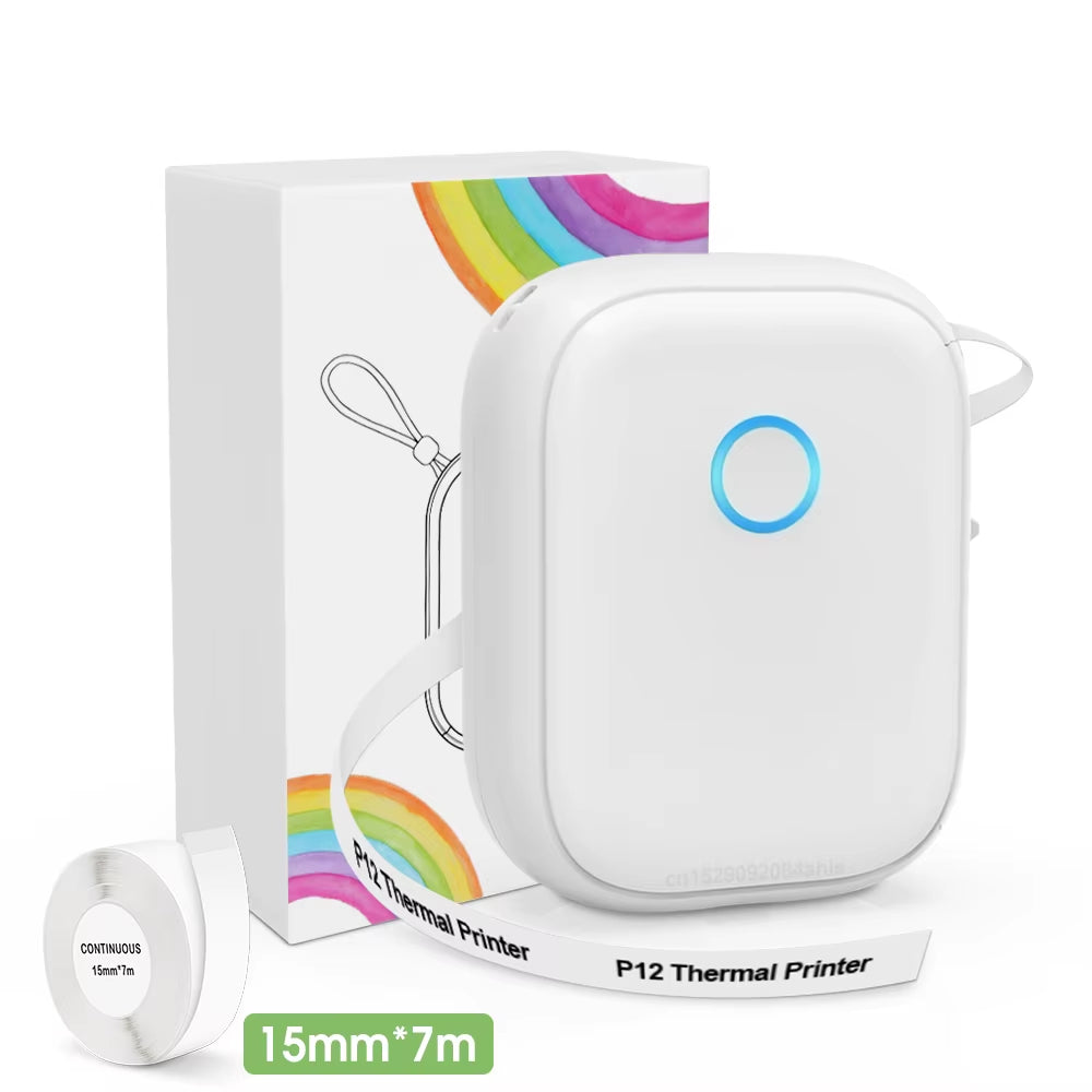 No Ink Label Printer P12 Bluetooth Thermal Printer Portable Adhesive Name Sticker Printer Mini Labeling Machine or 1PK Label