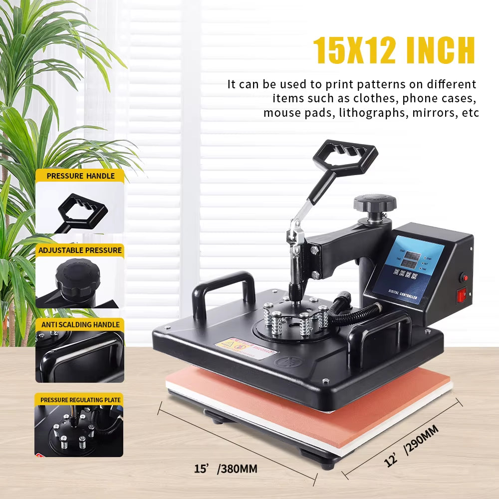 Cheap 30*38CM 8 in 1 Combo Heat Press Machine Sublimation Printer 2D Heat Transfer Machine for Cap Mug Plate Tshirts CE Approved