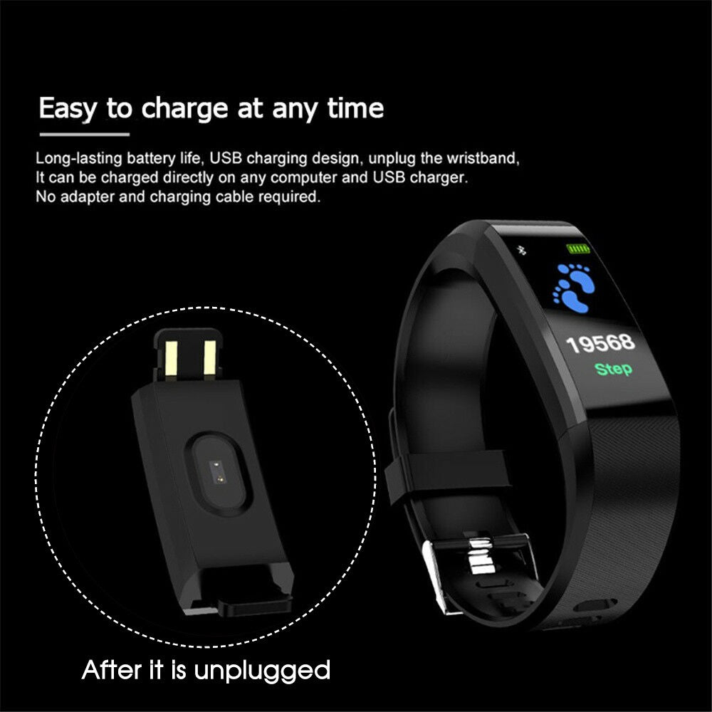 Bluetooth Smart Bracelet Heart Rate Sleep Monitor Sport Watch Fitness Tracker AU