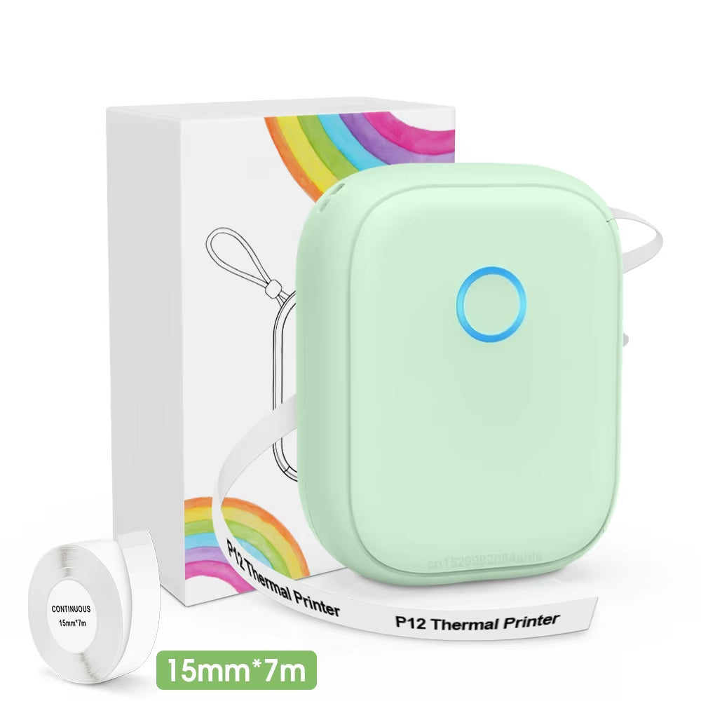 No Ink Label Printer P12 Bluetooth Thermal Printer Portable Adhesive Name Sticker Printer Mini Labeling Machine or 1PK Label